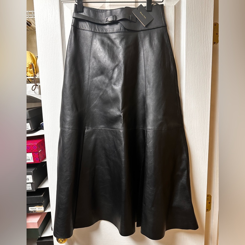 Black Massimo Dutti Leather Skirt.